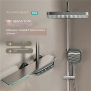 Luxury Stainless Steels Bathroom Shower Set Smart LED Digital Display Thermostatic Shower System Set Bathtub Rain Showers Faucet