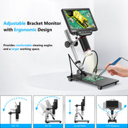 TOMLOV DM201 Pro Digital HDMI Microscope High Definition Industrial Inspection Mobile Phone Magnifying 32GB Electron Microscope