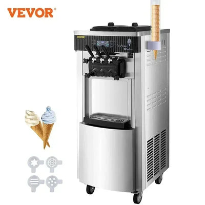 VEVOR Commercial Soft Ice Cream Machine 2200W 20-28L/H Ice Cream Maker Double 6L Hoppers Ice Cream Making Machine YKF-8228H