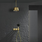 Brushed Gold Bathroom Shower Faucet Set 2 Way Rainfall Bathtub Mixer Hot Cold Water Mixed Tap ceiling arm Embedded Box