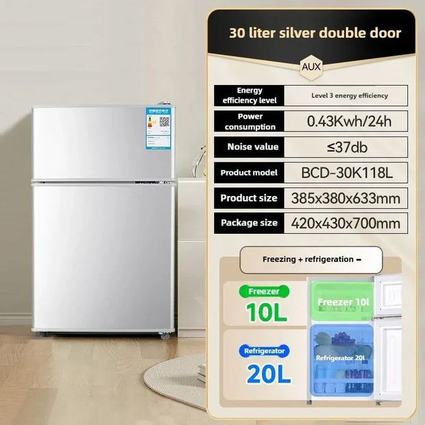 Household Frost free refrigerator Dormitory Rental room mini Fridge Freezer Double Door Two-chamber Refrigerator Home Appliance