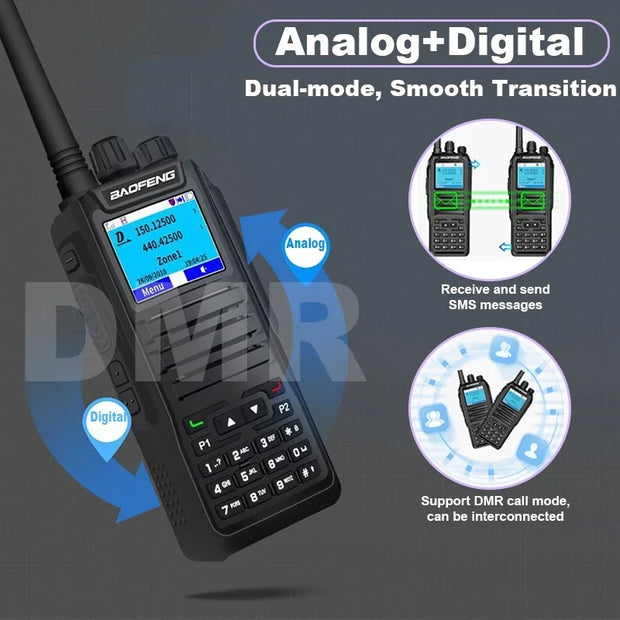 Baofeng DM-1701 DMR Walkie Talkie Open GD77 UHF VHF Digital Mobile Two Way Radio 3000CH Dual Time Slot Tier 1+2 Update Firmware