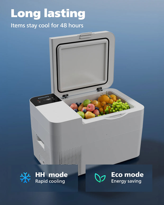 PHILIPS TB5101G 12 Volt Fridge, 25 Litre Car Fridge, 12/24 V DC Car Electric Fridge, Compressor Cool Box for Car, Truck