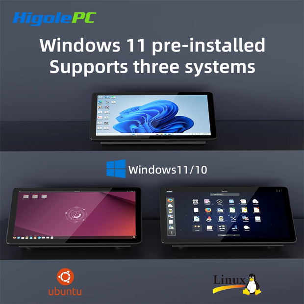 Higole F10 10.1'' Fanless Mini PC Intel N5095 Windows 11 WiFi5 8GB 128GB 5000mAh 4K RS-232 RJ45 Laptop Desktop PC Mini Computer
