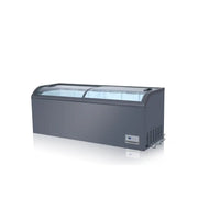 Curved Sliding Glass Door Deep Freezer Two-Door Supermarket Chest Freezer for Seafood Frozen Food Fish Cooling Refrigerator