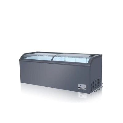 Curved Sliding Glass Door Deep Freezer Two-Door Supermarket Chest Freezer for Seafood Frozen Food Fish Cooling Refrigerator