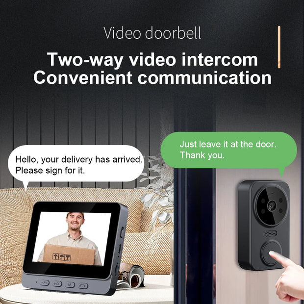 Digital Door Viewer 2.4G WiFi Automatic Sensing Home Digital Viewer IR Night Vision Smart Video Doorbell Camera Two-Way Intercom