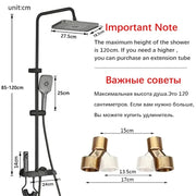 Grey Shower System Set Bathroom Brass Showers Faucet Sets Digital 4 Way LED Rain Bathtub Hot Cold Piano Key Rainfall Shower Set