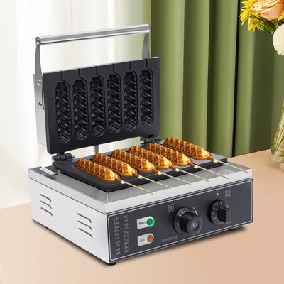 1500W 220V Commercial 6pcs Waffle Maker Hot Dog Machine DIY food Making Machine