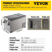 Sihao Car Mini Refrigerator Mini Fridge 15-55L Freezer Portable Compressor Cooler 12/24V DC 110-240V Ice Box for Camping