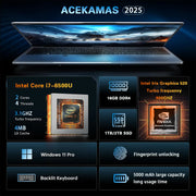 ACEKAMAS 15.6" Computer Laptop Intel Core i7 6500U Windows 11 Pro Gamer Laptops Office Study 16GB DDR4 1TB SSD 1080P Notebook PC