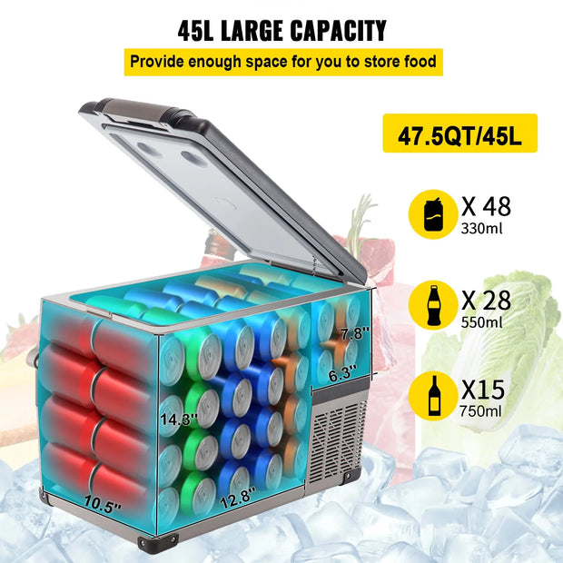 VEVOR 35L/45L/55L Car Fridge Freezer, Portable Compressor Cooler for Vehicles, Travel, Outdoor & Home Use