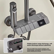 Kit de ducha de cobre completo con pantalla LED, botón de piano para baño, cabezal de ducha de refuerzo, nuevo modelo 2025