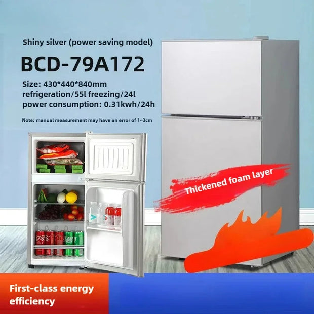 large capacity Refrigerator Dormitory Rental Room Double Door Freezer Refrigerator First Level Energy Saving Silent Refrigerator