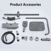 Grey Shower System Set Bathroom Digital LED Rain Showers Faucet Brass Bath Thermostat Rainfall Shower 4 Way with Bidet Taps Sets
