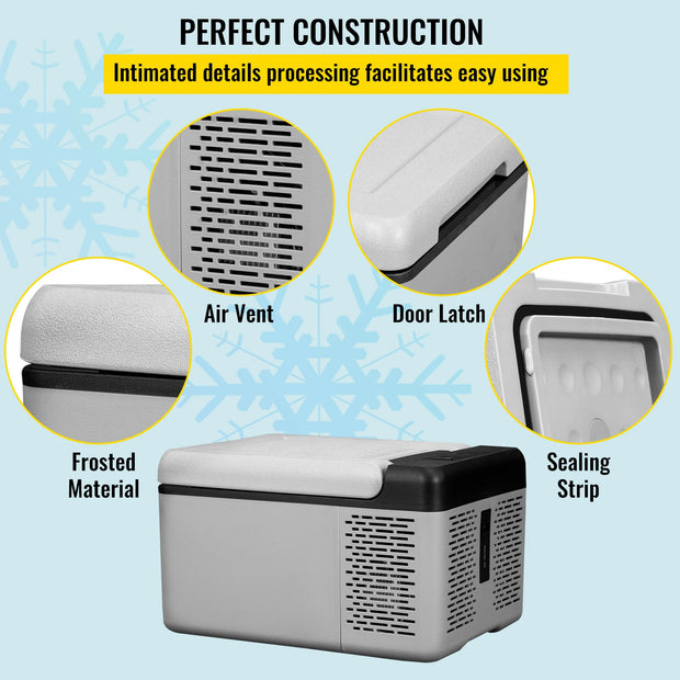 SucceBuy 9L 15L Car Refrigerator Portable Compressor Fridge Freezer Cooler 12V/24V DC 110-240V AC RV Travelling Camping Fishing
