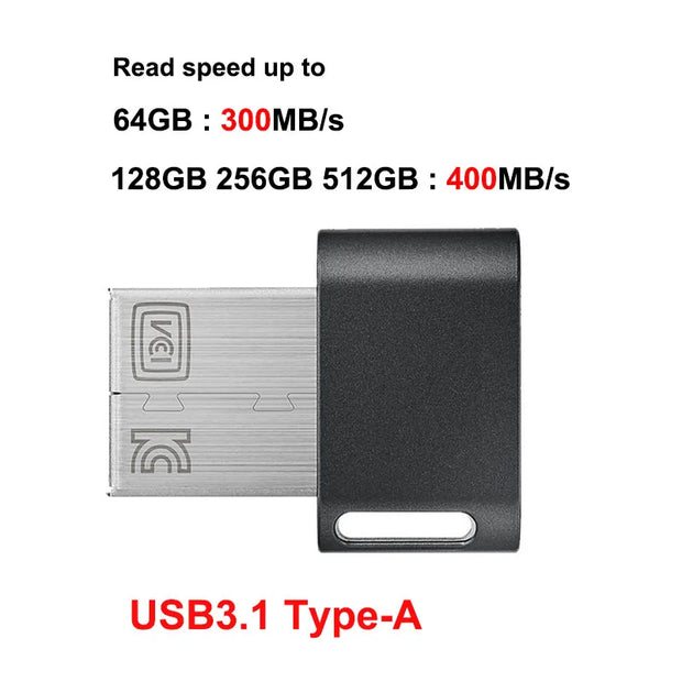 Samsung USB Flash Drive 64GB 128GB 256GB USB 3.1 Mini Pen Drive Memory Stick Storage Device U Disk Read speed up to 400MB/s