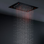 OLEFY Bathroom Shower Head 360*500MM Matte Black Thermostatic Concealed Faucet Hand Shower Ceiling LED Shower Set
