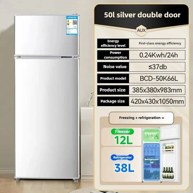Household Frost free refrigerator Dormitory Rental room mini Fridge Freezer Double Door Two-chamber Refrigerator Home Appliance