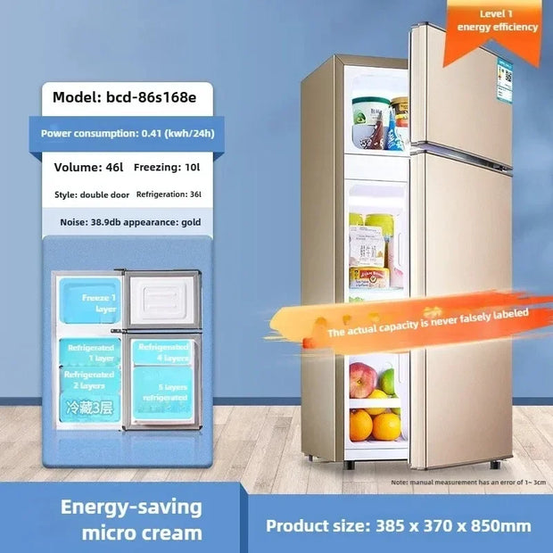 Household Small Refrigerator with Deep Freezers Rental Room Double Door Fridge Freezer First Level Energy Saving Refrigerator Z