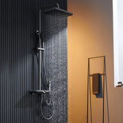 Luxury Smart LED Bathroom Showers Wall Mounted Four Function Thermostatic Rainfall Shower Set