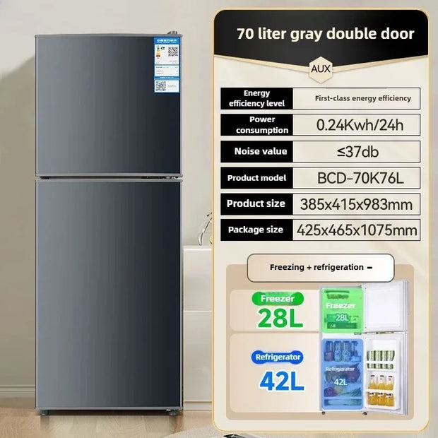 Household Frost free refrigerator Dormitory Rental room mini Fridge Freezer Double Door Two-chamber Refrigerator Home Appliance
