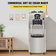 VEVOR Commercial Soft Serve Ice Cream Machine - 6L Dual Hoppers, 3 Flavors, 2200W Compressor, LCD Control for Bars, Catering