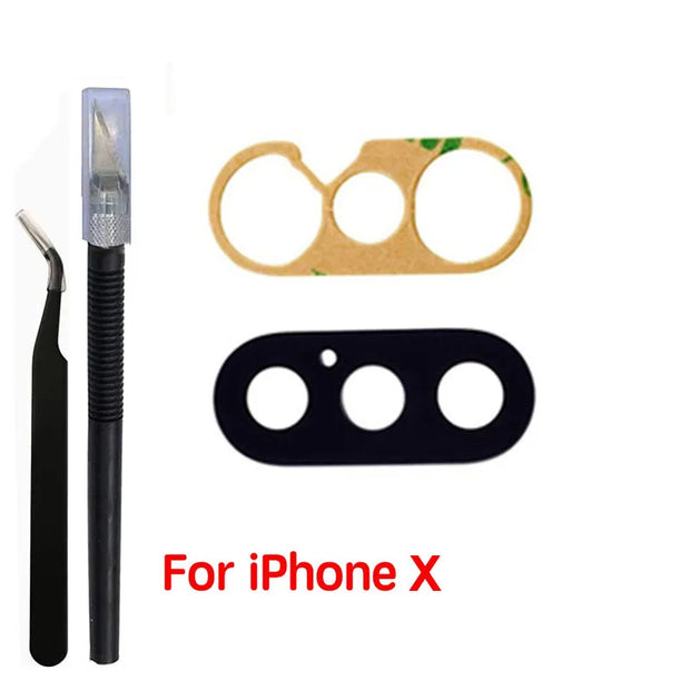 1 Set Back Camera Lens Glass For iPhone Xs 11 12 13 mini 14 15 Plus Pro Max Rear Camera Repairing Parts With 3m Glue & Tools