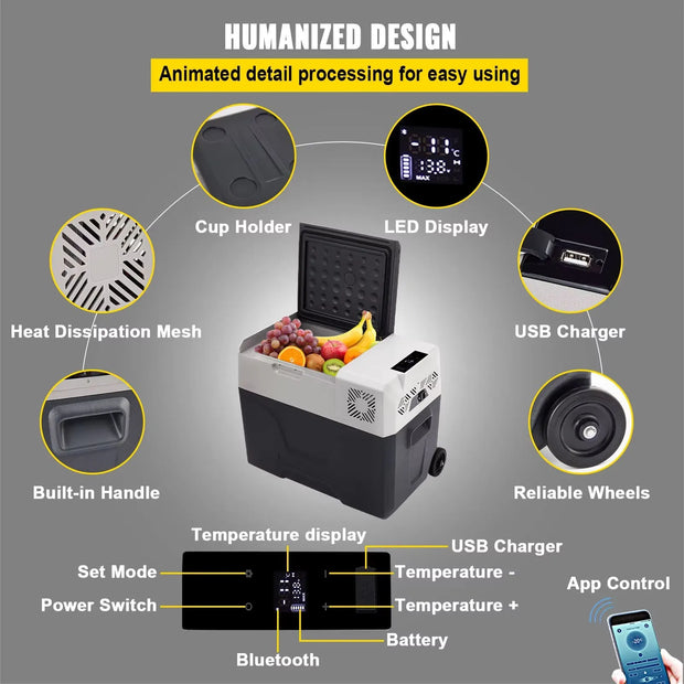 SIHAO 30/40/50L Portable Car Fridge - 12/24V Dual Zone Compressor Cooler for Truck/RV/Boat Outdoor Camping & Home, DC/AC Freezer