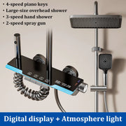 Space Aluminum Household Gun Gray Digital Display Shower Set Hotel Bathroom Shower Atmosphere Light Shower Full Set