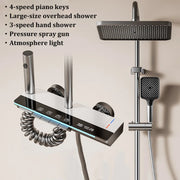 Space Aluminum Household Gun Gray Digital Display Shower Set Hotel Bathroom Shower Atmosphere Light Shower Full Set