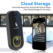 Kangaroo Smart Doorbell Camera with Chime Motion Alert Wi-fi Connection HD Wide Angle Lens Night Vision Alert to APP Security