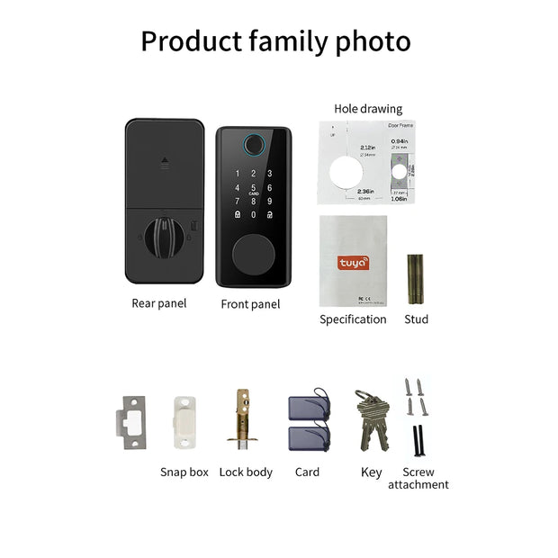 Anti-theft Smart Home Security Door Lock Tuya APP Bluetooth-compatible Smart Door Lock with Key Easy Installation