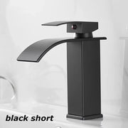 Black Waterfall Bathroom Faucet, Basin, Sink, Sinks, Mixer Tap, Hot and Cold Water Tap, Single Hole Bathroom Sink Faucets, Crane