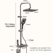 Piano Keys Shower System Set Bathroom Shower Set Gray Black Bathtub Hot and Cold Shower Faucet LED Digital Copper Tap Shower Set