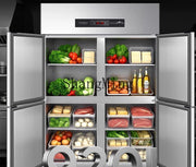ZYY commercial four-door refrigerator vertical stainless steel large-capacity double-temperature freezer