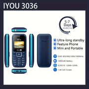 IYOU 3036 feature phone basic phone 1.44 inch wireless FM dual card dual standby 1000mAh battery long standby time simple phone