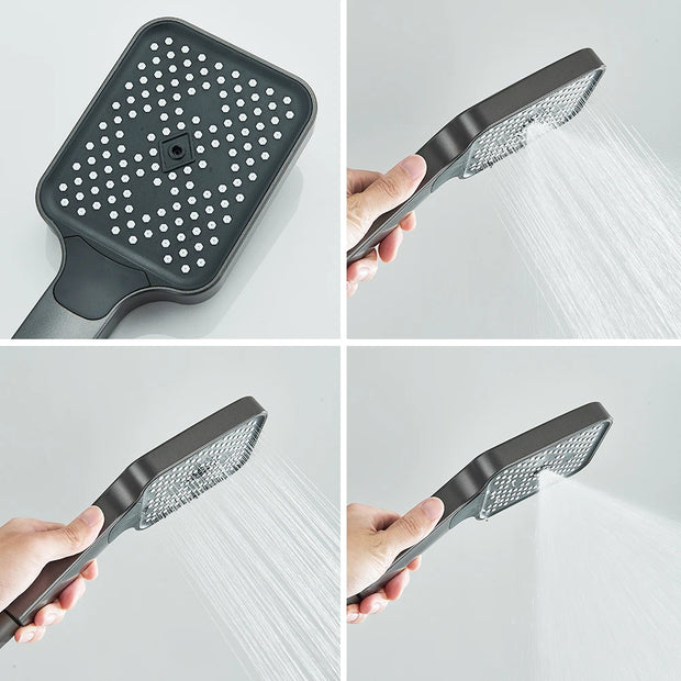 Gray Bathroom Shower Faucet Digital Display Faucet Set Piano Button Shower System With Atmosphere light Space Aluminum