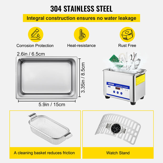 SucceBuy 800ml Ultrasonic Cleaner Portable Washing Machine 35W Mini Dishwasher Lave-Dishes Ultrasound Bath for Home Appliance