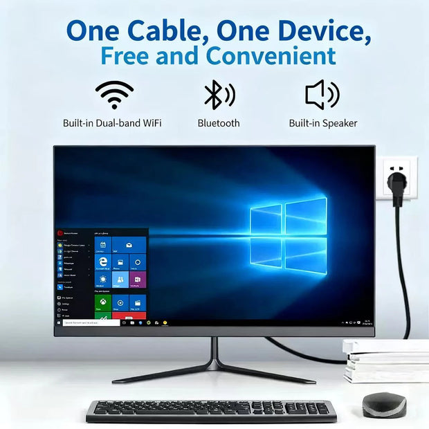 22 Inch Core I7 CPU  8G DDR4 256G 512SSD All in One PC Desktop Computer WiFi Blue-tooth Speaker with Keyboard and Mouse