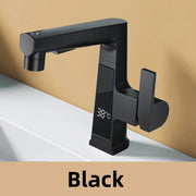 LED Bathroom Faucet Intelligent Temperature Sensor Digital Display Faucet Brass Basin Taps Cold Hot Water Pull Out Lifting