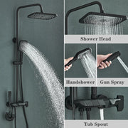 Grey Shower System Set Bathroom Brass Showers Faucet Sets Digital 4 Way LED Rain Bathtub Hot Cold Piano Key Rainfall Shower Set