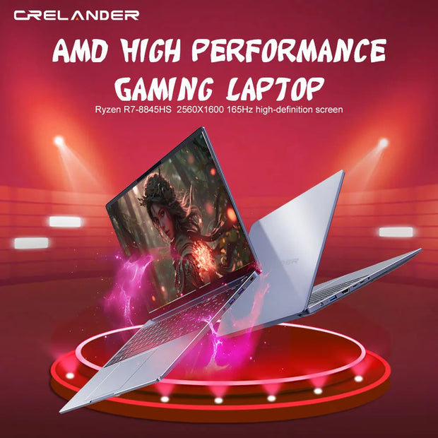 CRELANDER Laptop AMD Ryzen 8845HS Processor 8Cores 16 Thread  16 Inch LCD 2560*1600-165HZ DDR5 Notebook Computer Gaming Laptops