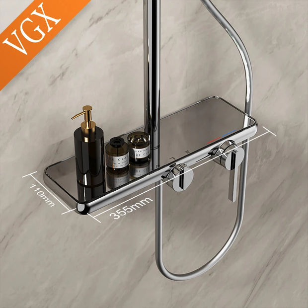 VGX Bathroom Shower System Set Modern Shower Faucet Set 3-way Rainfall  Shower Set Shower Mixer Crane with Hand Shower Set Grey