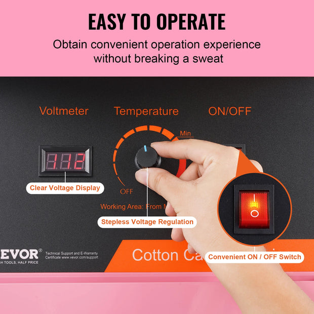SucceBuy Electric Cotton Candy Machine Candy Floss Maker Commercial Cotton Candy Machine w/ Stainless Steel Bowl and Sugar Scoop