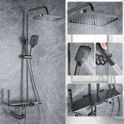 Upgrade White Bathroom Shower Set with LED Display Piano Keys Hot Cold Bath Shower Rain Shower Faucet Bathroom Accessories Brass