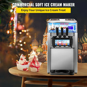 VEVOR The best-selling ice cream freezer, three flavors yogurt machine, 18L/H LCD display, new soft ice cream machine