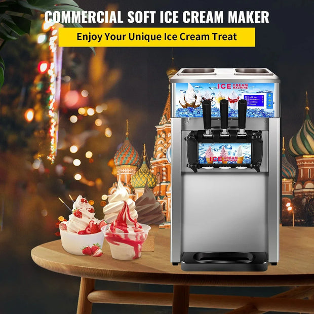 VEVOR The best-selling ice cream freezer, three flavors yogurt machine, 18L/H LCD display, new soft ice cream machine