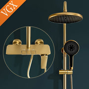 VGX Shower System Set Gold Bathroom Shower Head Set Luxury Shower Faucet Set 3-way Rainfall Shower Mixer Crane Black Grey Chrome