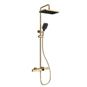 VGX Thermostatic Shower System Set Gold Shower Set Luxury Bathroom Shower Faucet Set Brass Rainfall Bathroom Shower Set Grey